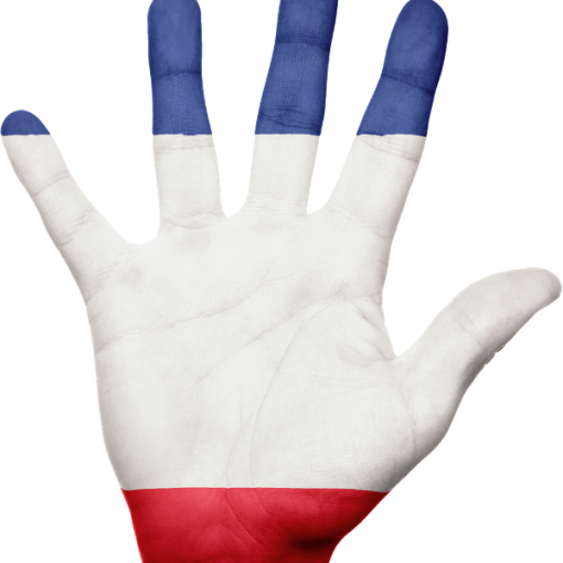 Foto Hand in Farben der franz. Flagge