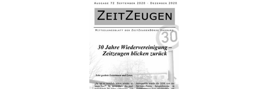 Mitteilungen der Zeitzeugen, Ausgabe 72, September - Dezember 2020